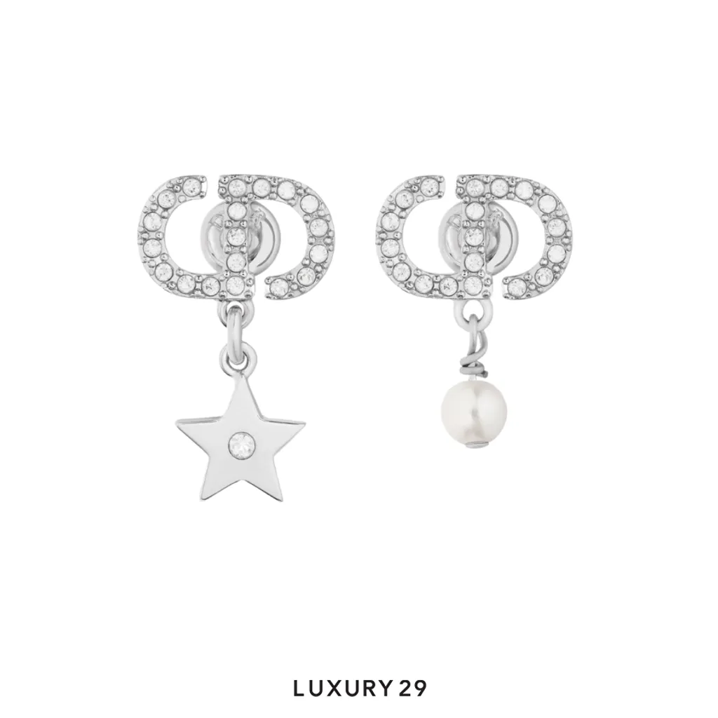 Dior Petit CD Lucky Charms Earrings Silver-Finish Metal with