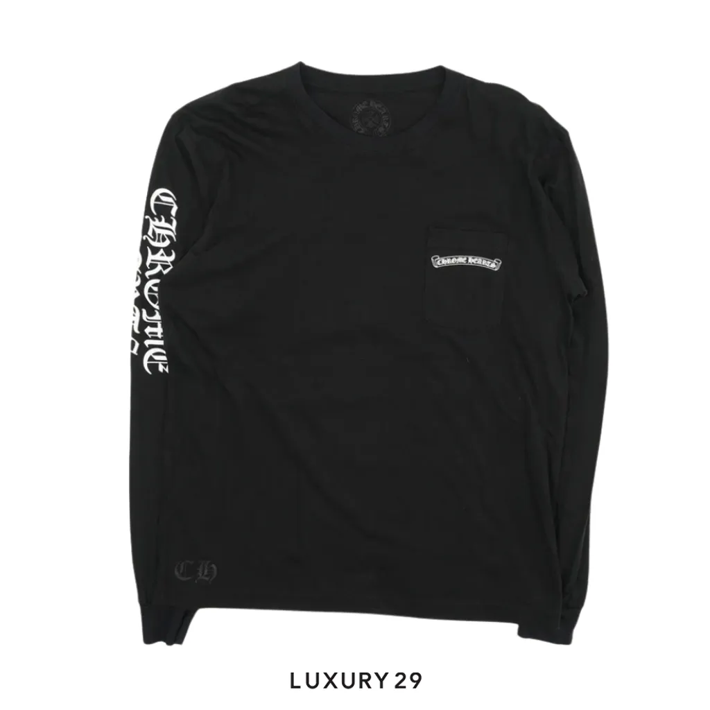 Chrome Hearts Cemetery Cross Long Sleeve Pocket T-Shirt Black(XL, Black)