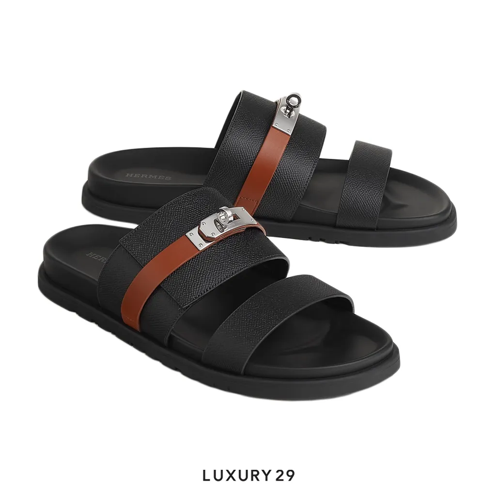 Hermes Jackson sandal noir / naturel H(M)(44, Black)