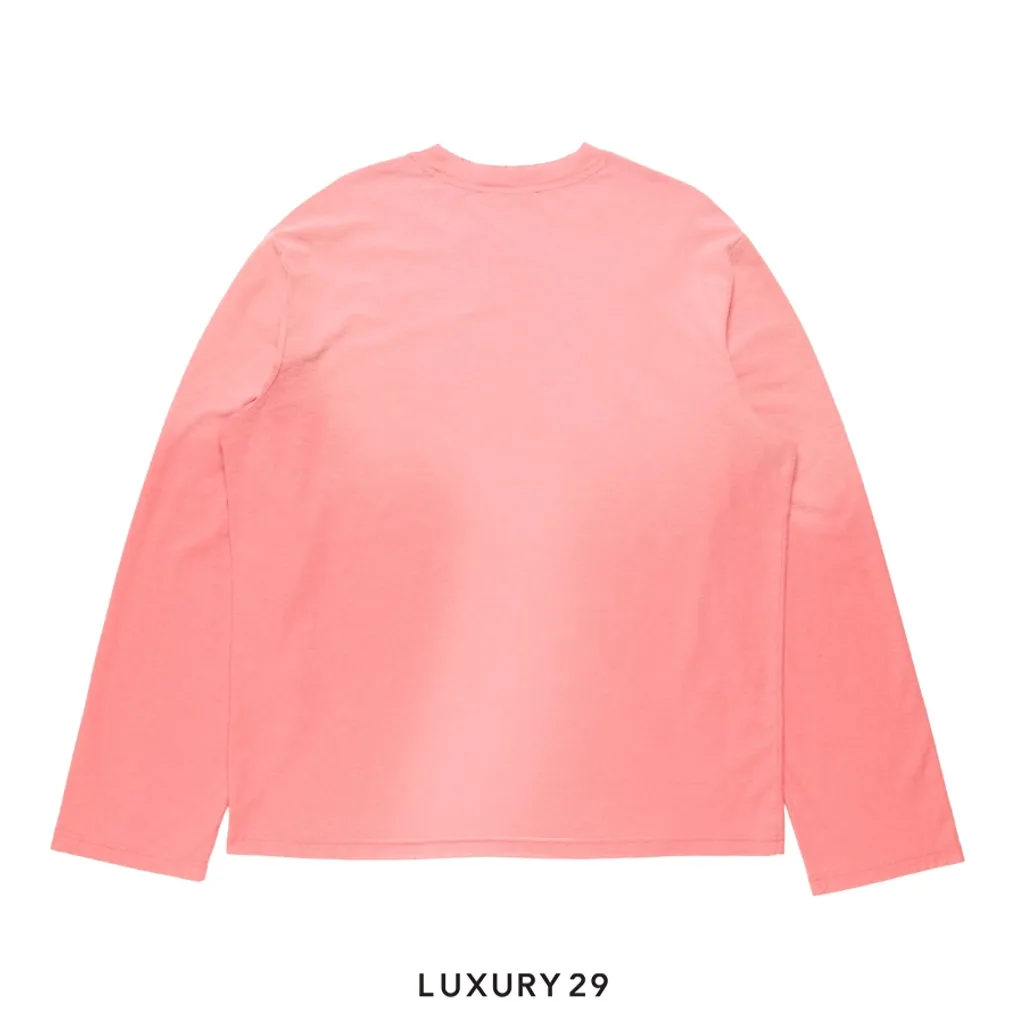 Acne Studios Sprayed 1996 logo t-shirt  Long-sleeve crewneck Tango Pink(L/M, Pink)