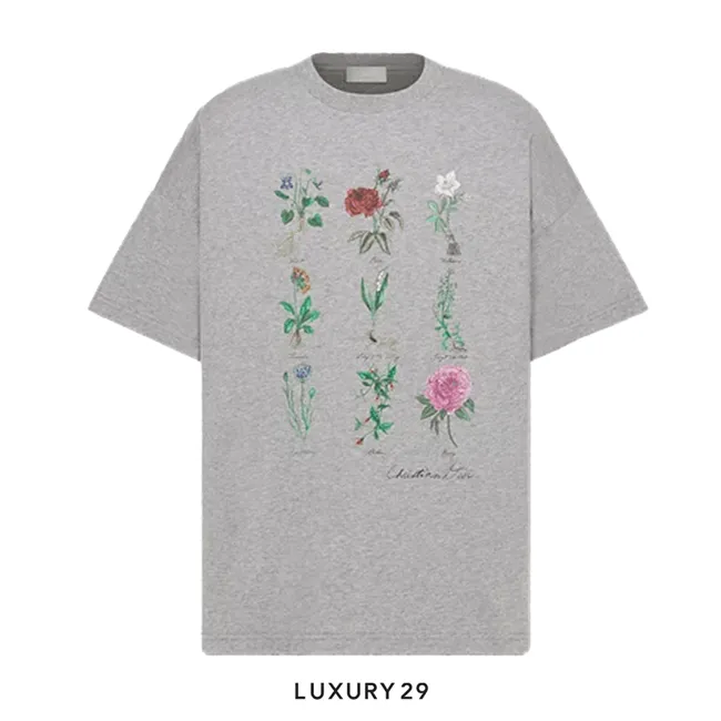 Dior T-Shirt Gray Slub Cotton Jersey