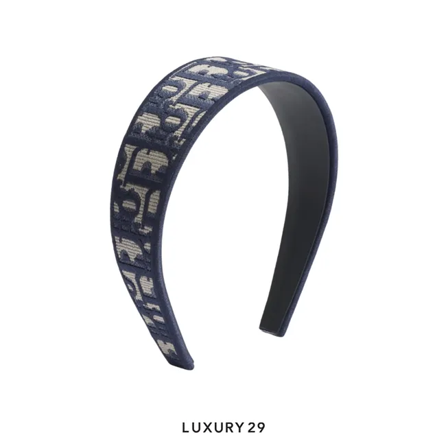Dior Oblique Dior Band Headband Navy Blue Embroidery