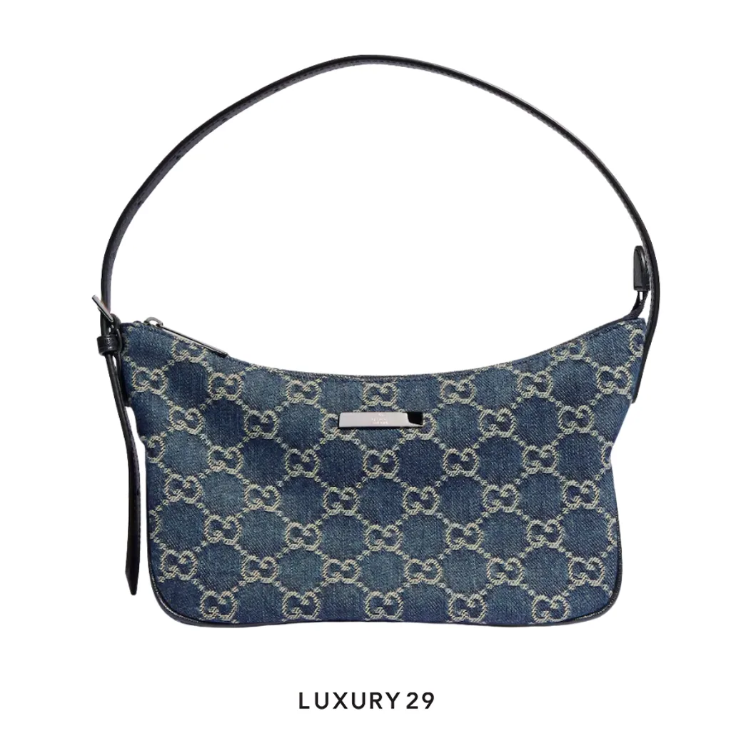 Gucci Lady Lunetta small shoulder bag Denim(Small, Blue)