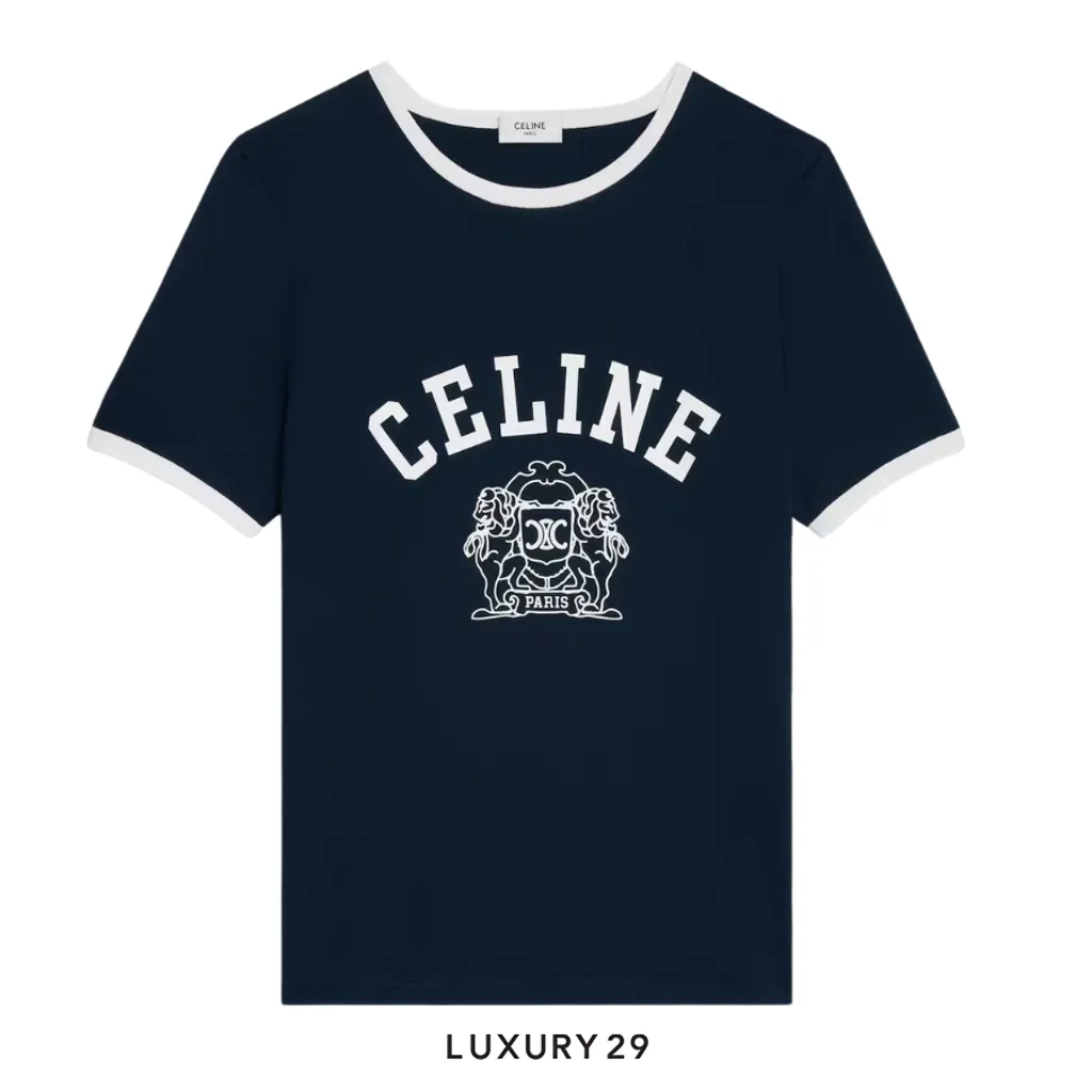 Celine blason 70s t-shirt in cotton jersey Navy(XS, Blue)