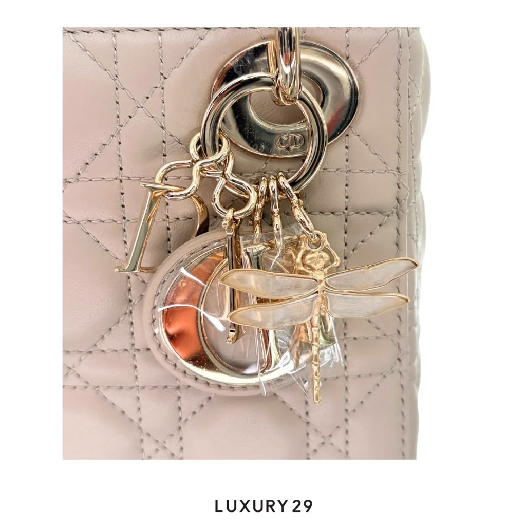Dior Mini Lady Dior bag Powder Beige Connage Lambskin(Mini, Neutrals)