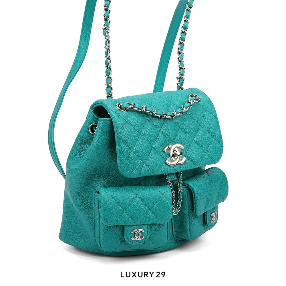 Chanel Small Backpack Grained Shiny Calfskin & Gold-Tone Metal Green(Small, Green)