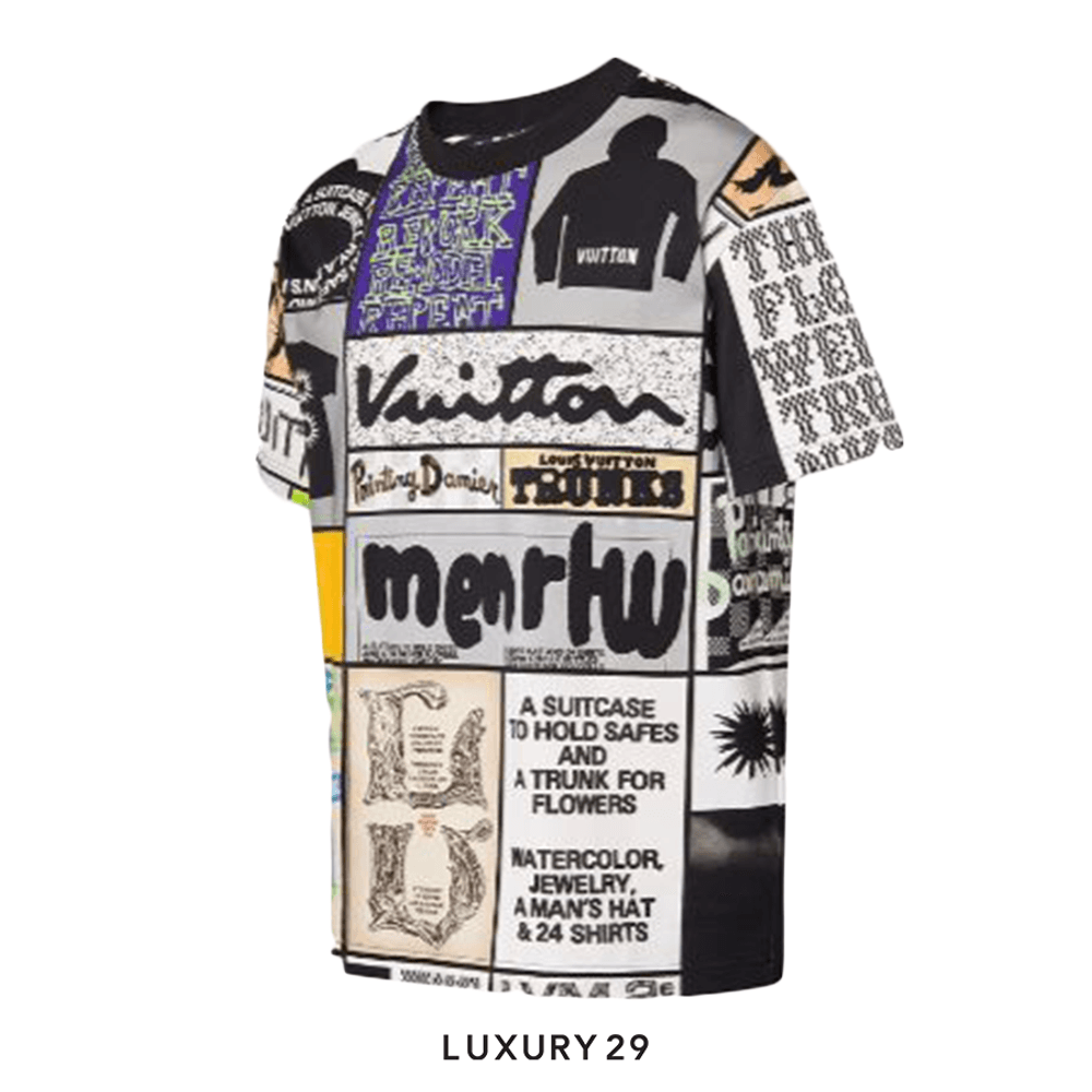 Louis Vuitton LV Printed Cotton T-Shirt(M, Black)