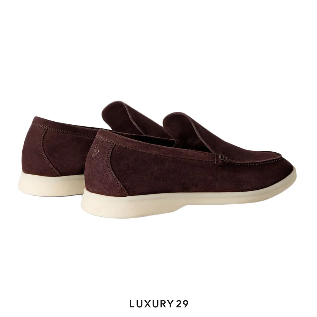 Loro Piana Summer Walk Loafer Suede Calfskin Amarone(42, Brown)