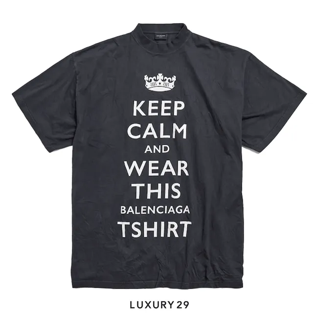 Balenciaga Women's Keep Calm T-shirt Oversized in Black Faded