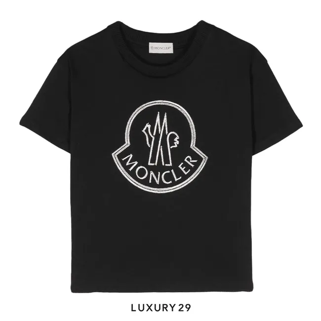 Kid MONCLER ENFANT Black Logoed T-Shirt