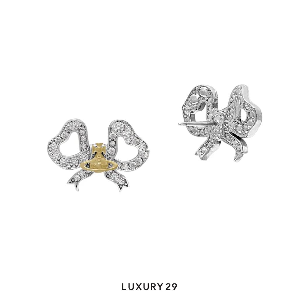 Vivienne Westwood Rigoberta Earrings AW25 SI U Platinum/ Gold/ White Crystal(Free Size, Silver)