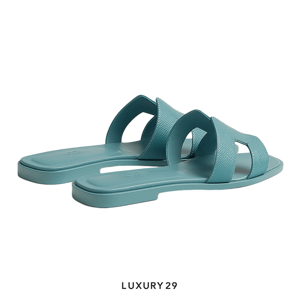 Hermes Oran Sandal Bleu Mineral(37.5, Blue)