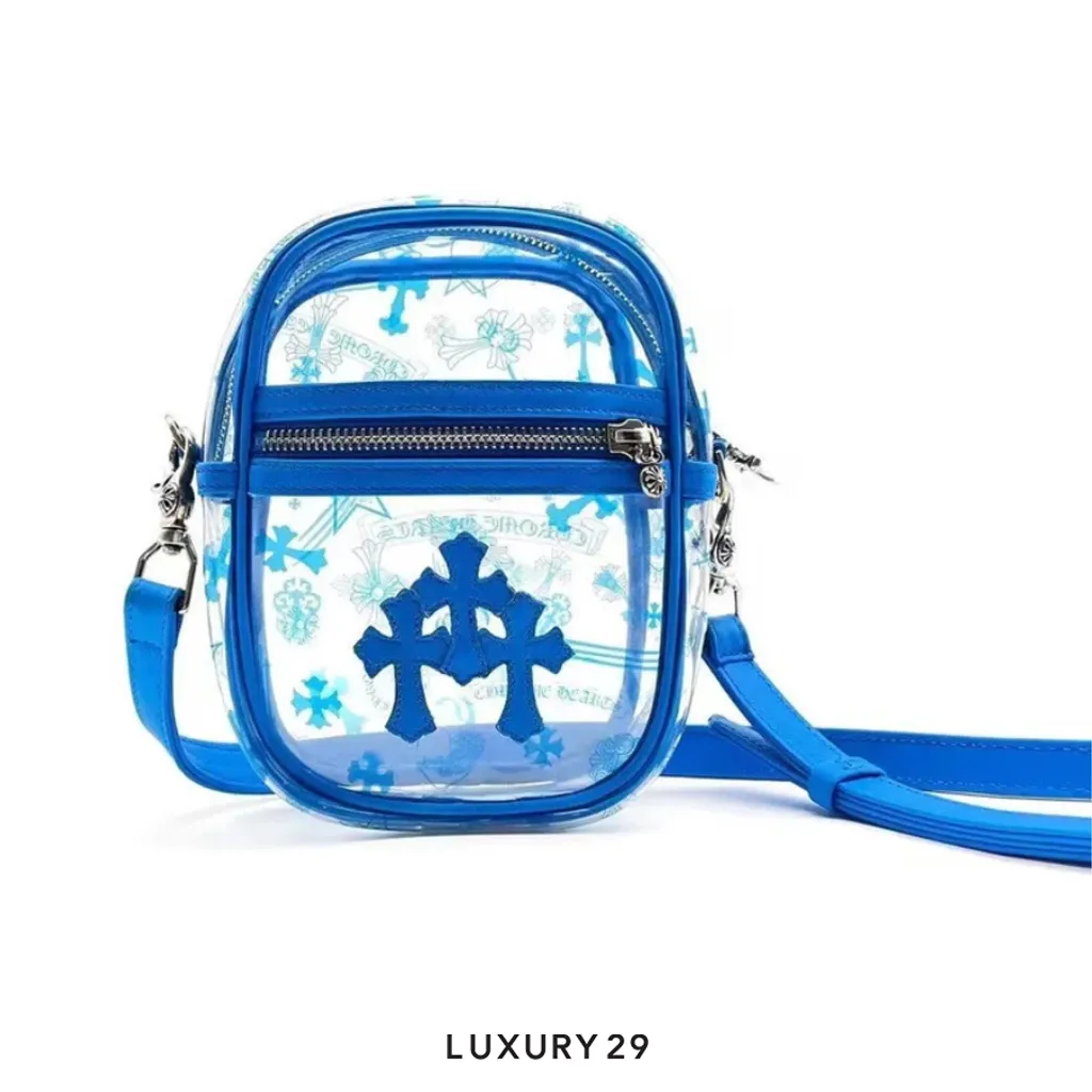 Chrome Hearts Blue Triple Cross PVC Taka Crossbody bag Blue(Mini, Blue)