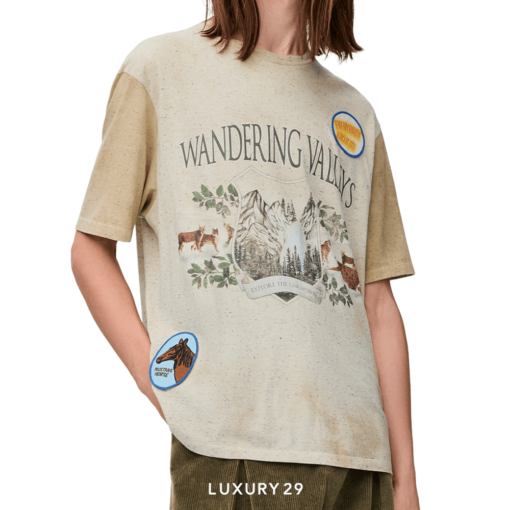 Loewe Loose fit T-shirt in cotton Light Oat Melange(XS, Neutrals)