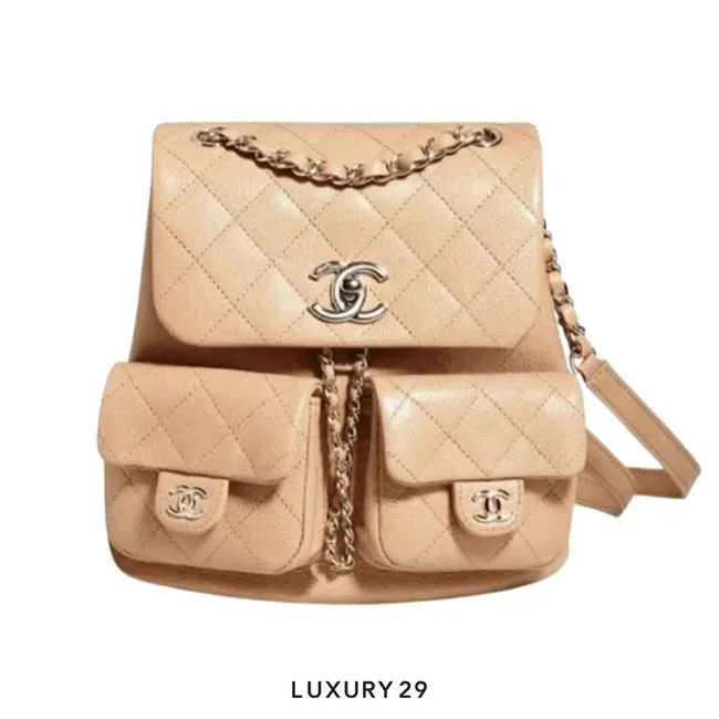 Chanel Mini Backpack Grained Shiny Calfskin & Gold-Tone Metal Caramel