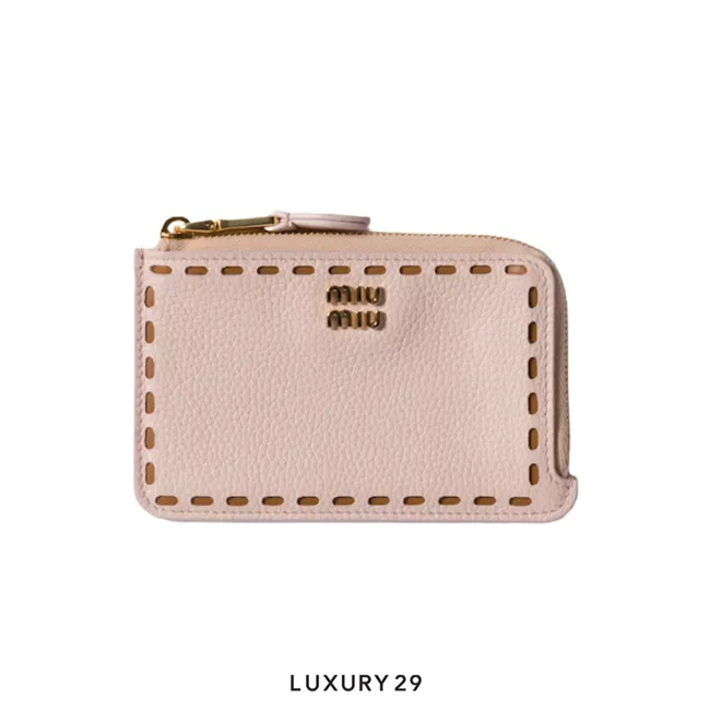 Miu Miu Leather zipper card holder Gem/Caramel