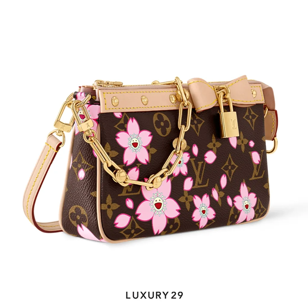 LOUIS VUITTON LV x TM - Pochette Accessoires bag Sakura Brown(Small, Brown)