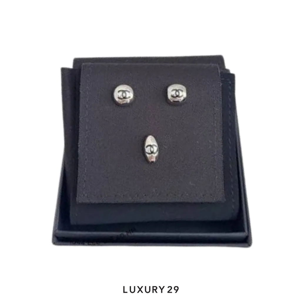 Chanel CC Logo Multi-Shape Earrings Silver(Free Size, Silver)