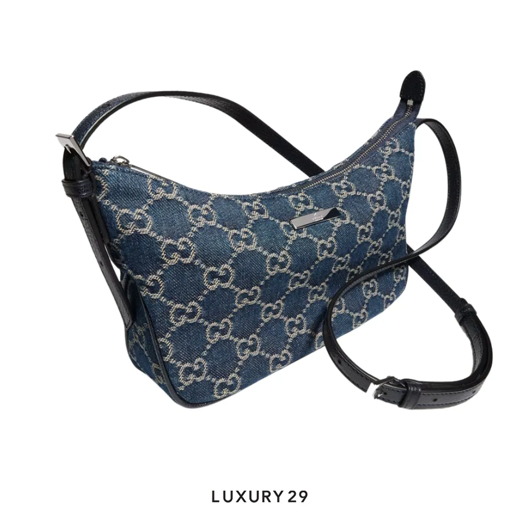 Gucci Lady Lunetta small shoulder bag Denim(Small, Blue)
