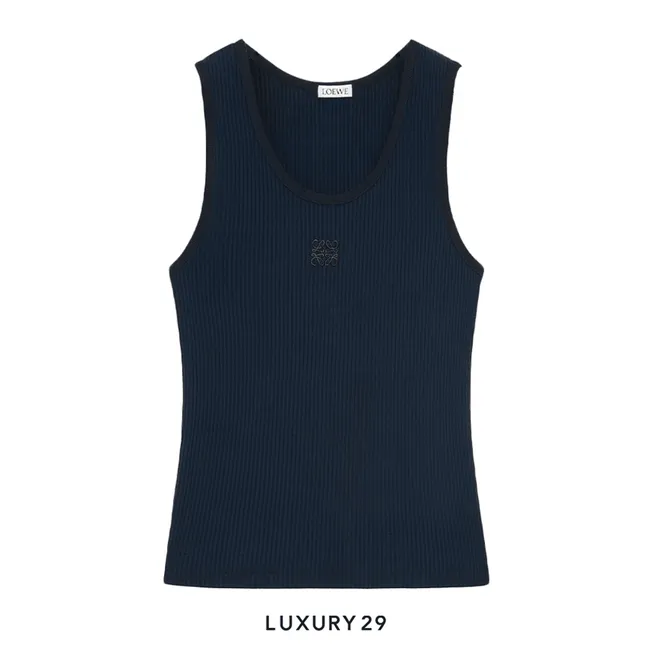 Loewe Tank top in silk Deep Marine