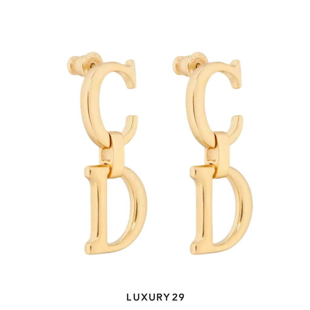 Dior Saddle Earrings Gold-Finish Metal(Free Size, Gold)