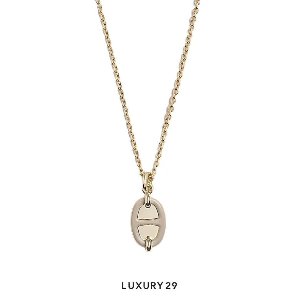 Hermes Mini Maillon Gold Plate Pendant Marron Glace(Free Size, Neutrals)