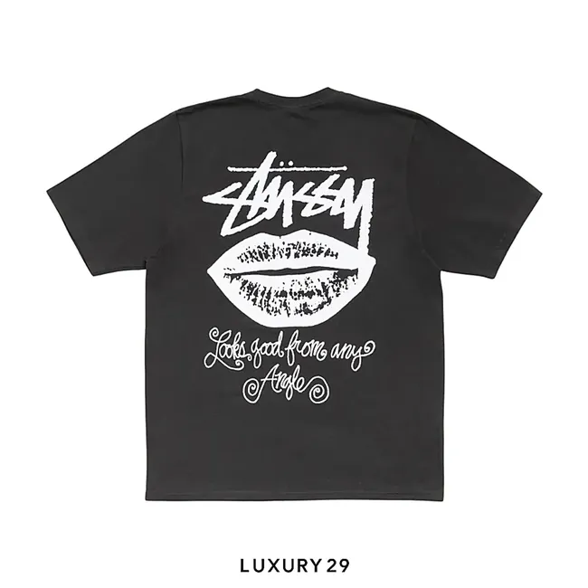 STUSSY ANY ANGLE TEE PIGMENT DYED FADED BLACK