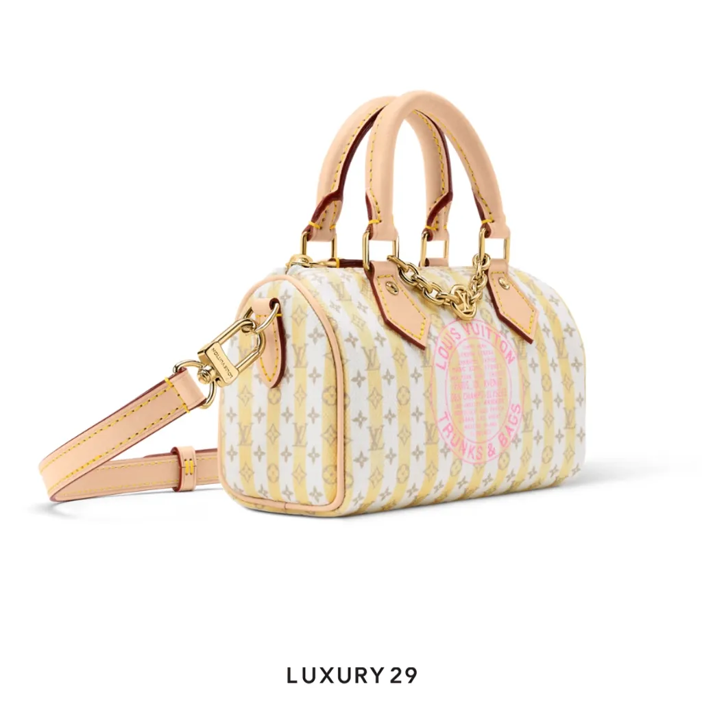 Louis Vuitton LV Nano Speedy Bag Banana Yellow with LV Stamp Monogram Canvas(Mini, Yellow)