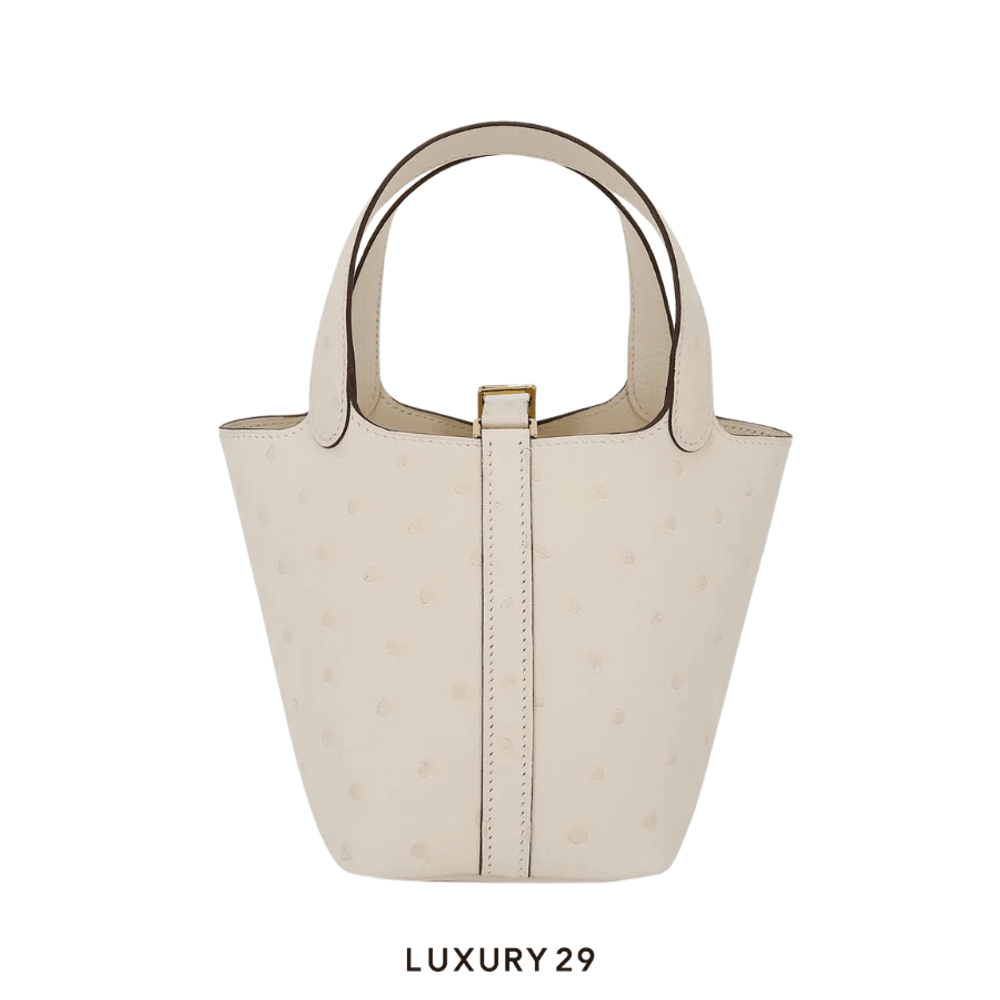 Hermes Picotin Lock 18 Nata Ostrich Gold Hardware / B Stamp (2023)(Medium, Neutrals)