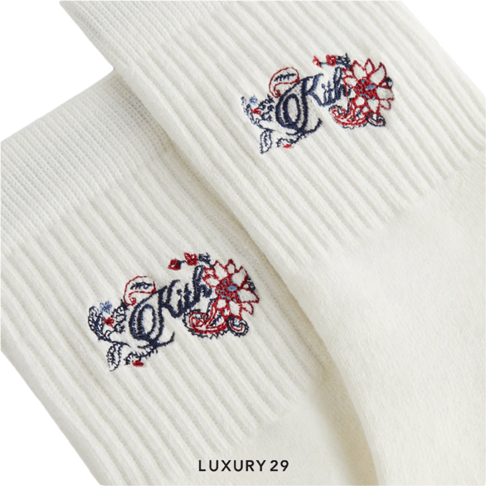 ★24SS 最新作★Kith Paisley Embroidery Mid Length Crew Socks Kith Paisley Embroidery Mid Length Crew Socks