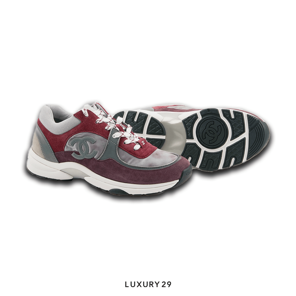 Chanel Sneakers Suede Nylon Reflective Tie Dye(42, Red)