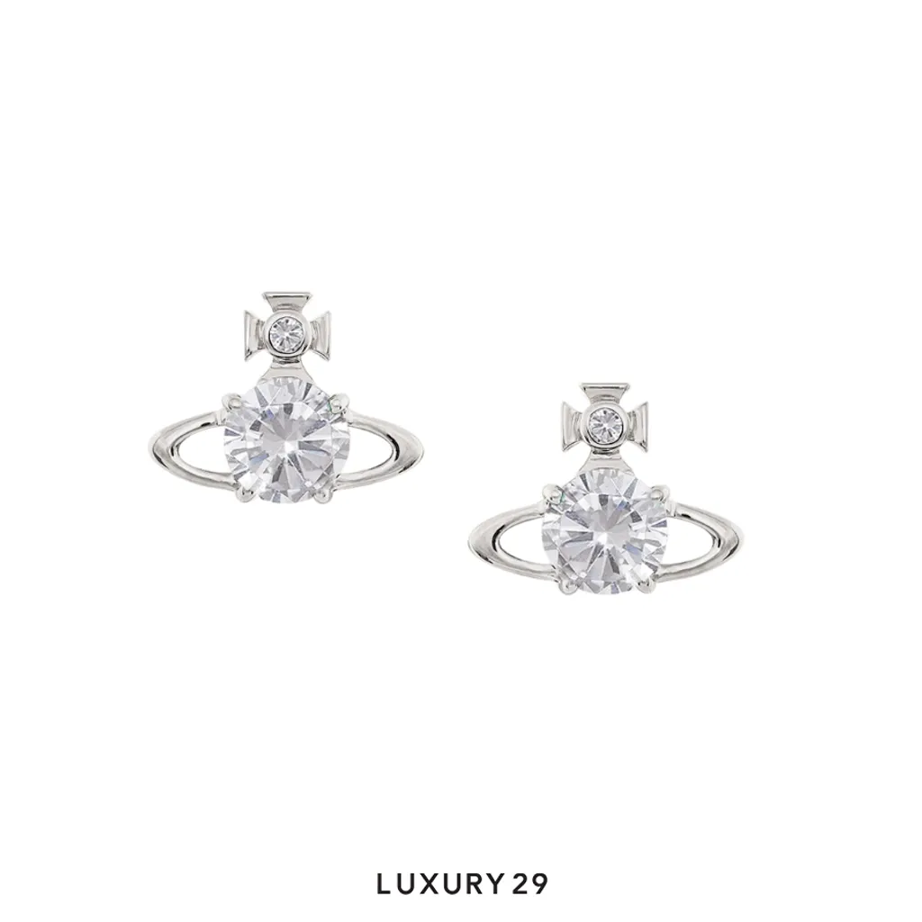 Vivienne westwood Reina Earrings platinum white cz(Free Size, Silver)