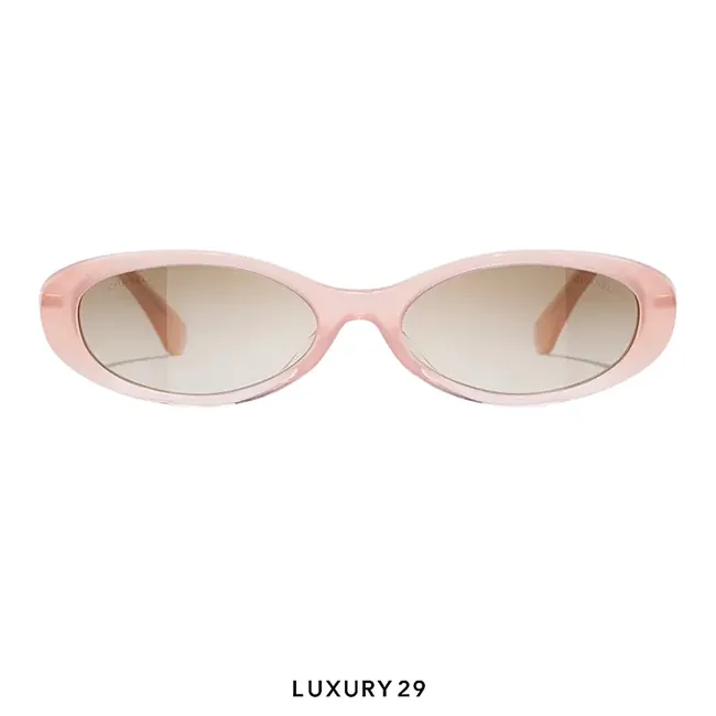 Chanel Oval Sunglasses Acetate & Metal, Pink Lenses: Beige