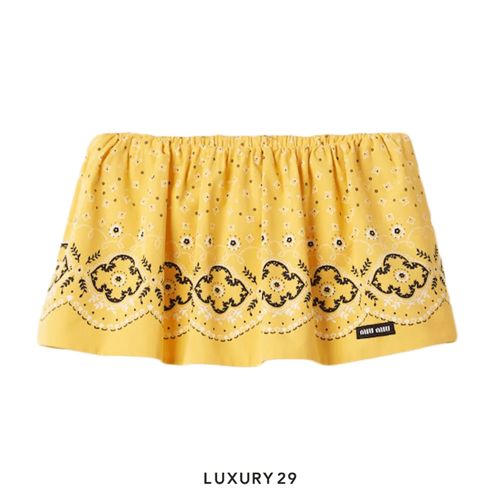 Miu Miu Printed poplin miniskirt Sunny Yellow(S, Yellow)