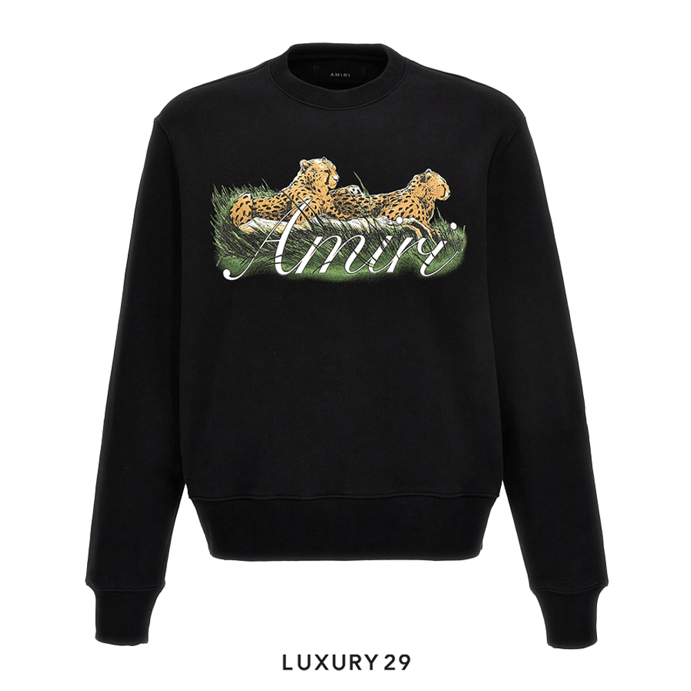 Amiri Cheetah Logo Crew 'Black' Long Sleeve(XS, Black)