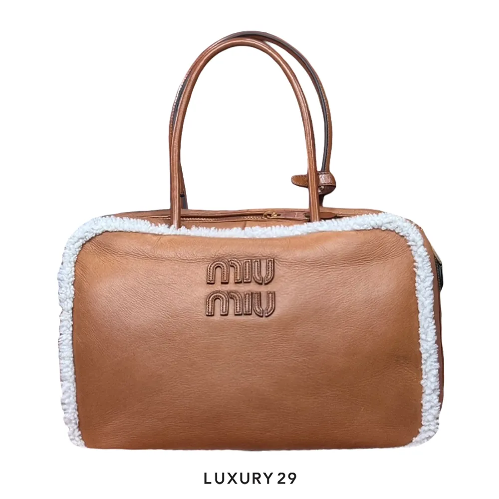 Miu Miu Briefcase Versatile Vintage Bowling Handbag 2024