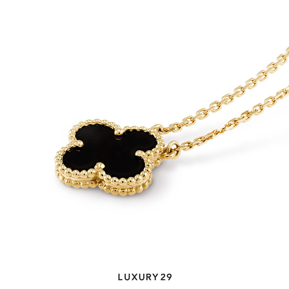 [Van Cleef and Arpel] Vintage Alhambra Gold Onyx イヤリング Sweet Alhambra earstuds 18K yellow gold, Onyx - Van Cleef