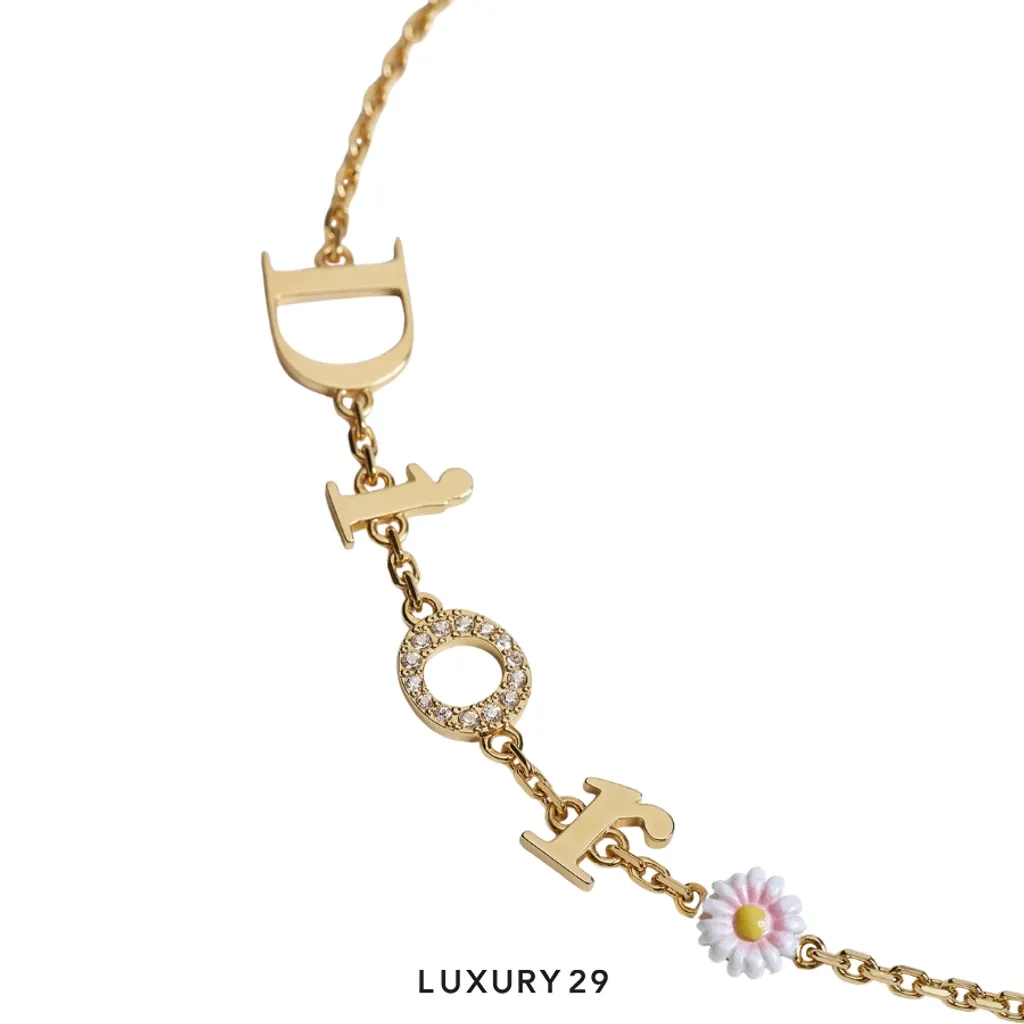 Dior Mini Daisy Bracelet Gold-Finish Metal, Crystals and Multicolor Lacquer(Free Size, Gold)