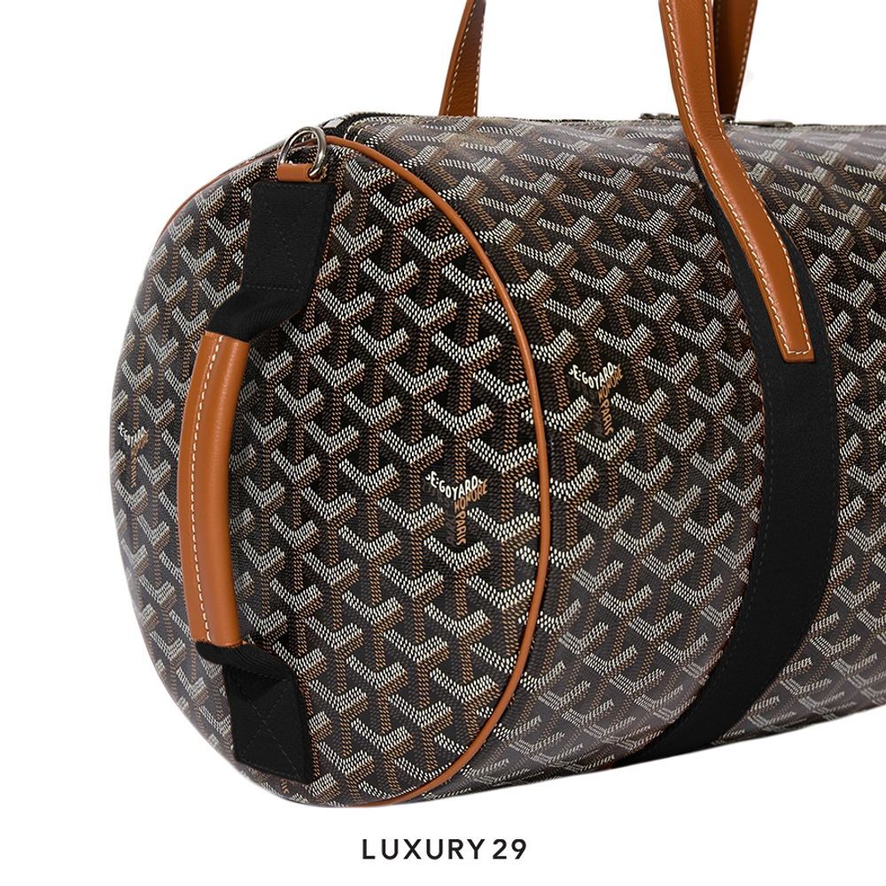Goyard Barrel 40 Sports Bag Black & Tan(Small, Brown)
