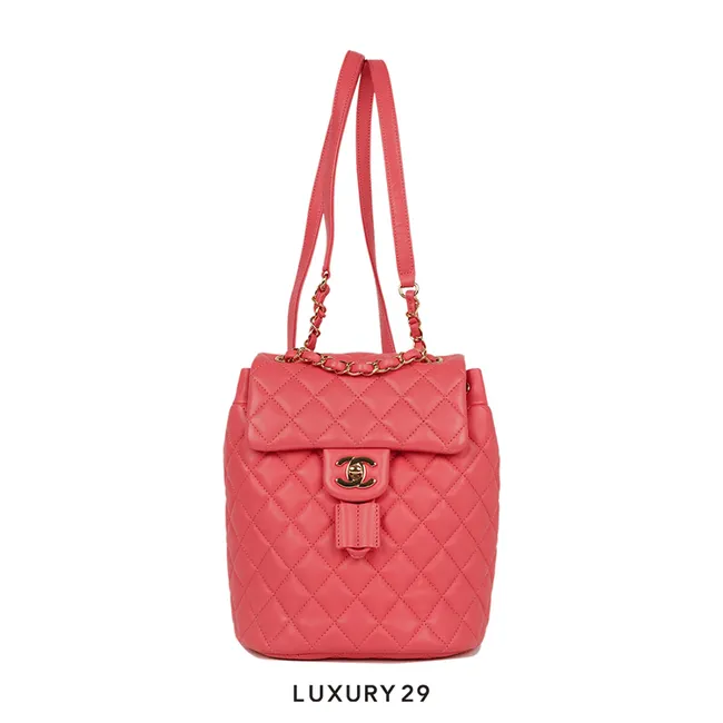 Chanel Mini Urban Spirit Backpack Rose Lambskin Gold Hardware