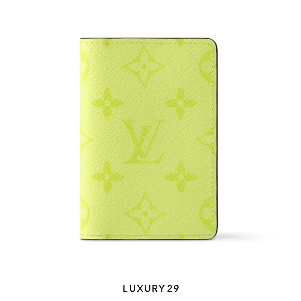 Louis Vuitton LV Pocket Organizer Monogram coated canvas and Taiga cowhide leather Lemon Yellow(Small, Yellow)