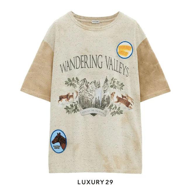 Loewe Loose fit T-shirt in cotton Light Oat Melange