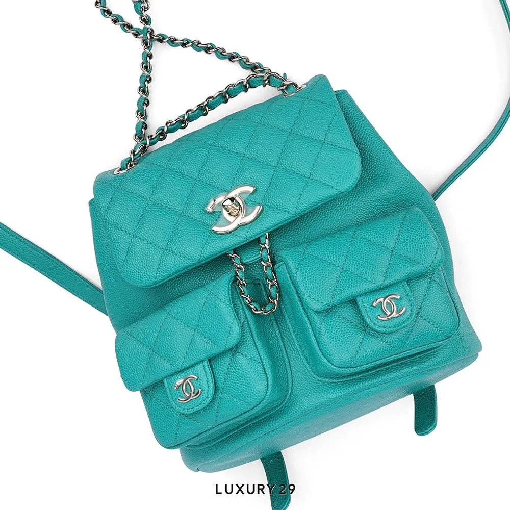 Chanel Small Backpack Grained Shiny Calfskin & Gold-Tone Metal Green(Small, Green)