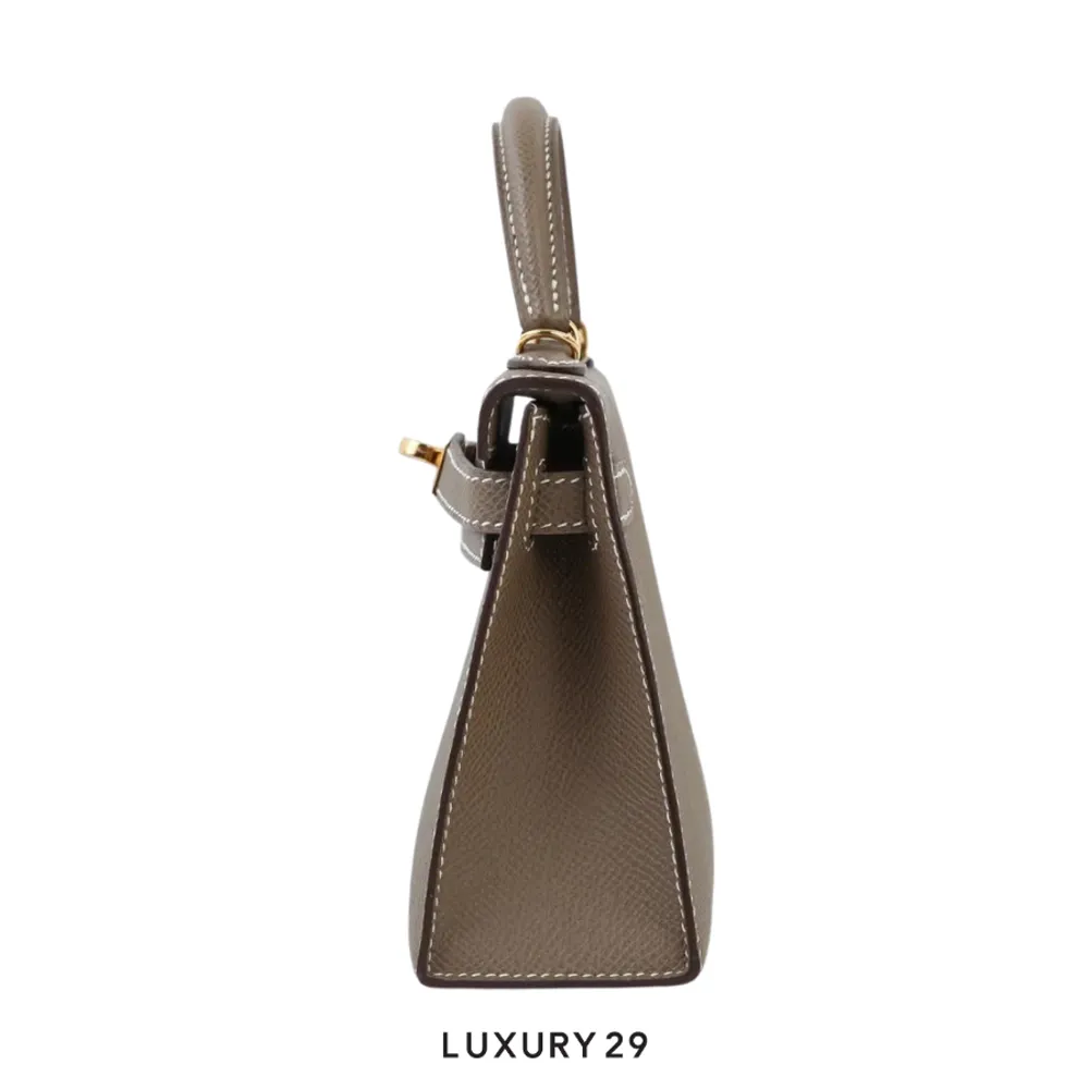 Hermes Sac Kelly II Sellier Mini Veau Epsom Etoupe / B Stamp (2023)(Mini, Brown)