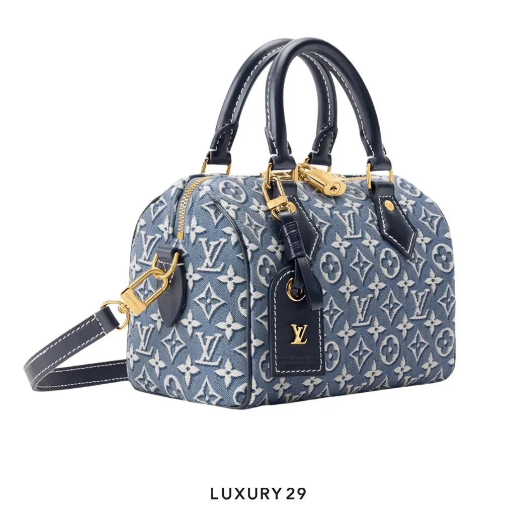 Louis Vuitton LV Speedy Bandouliere 20 bag Monogram Bleu pattern(Small, Blue)
