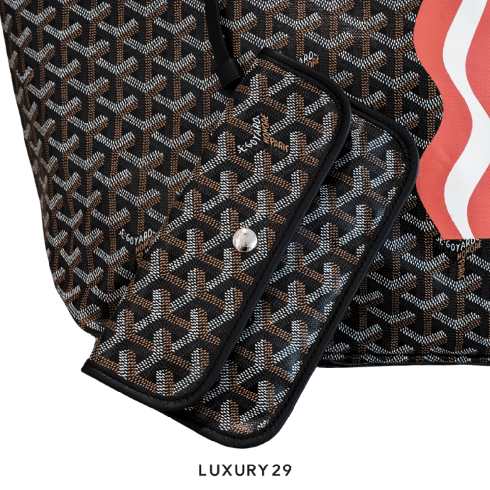 Goyard Saint Louis GM Bag Black Hand-Painted Stripes 3 Orange White Orange(Large, Blue)