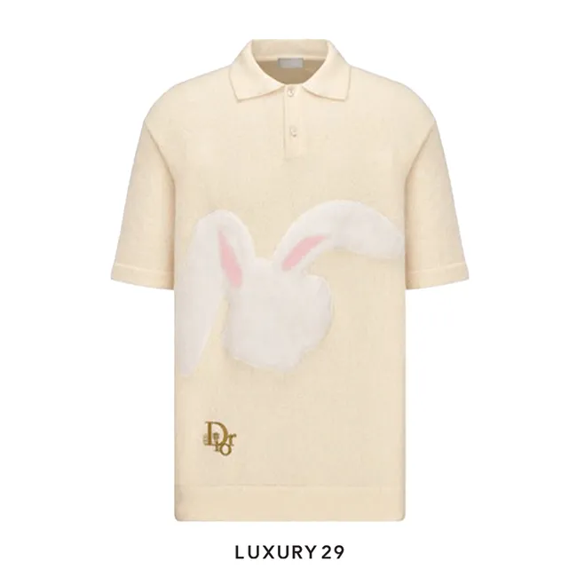 Dior by ERL Polo Shirt Beige Cotton-Blend Jersey