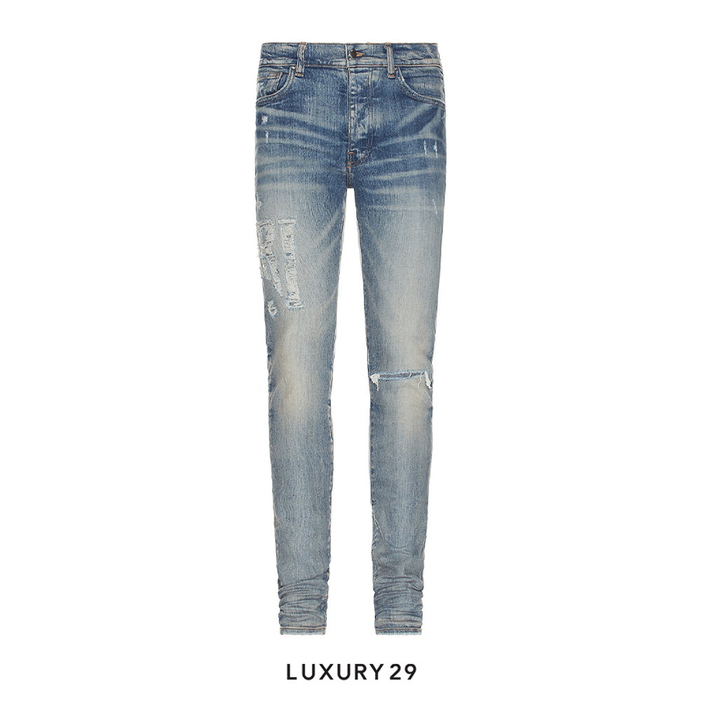 AMIRI DISTRESSED LOGO JEAN CLAY INDIGO(S, Blue)