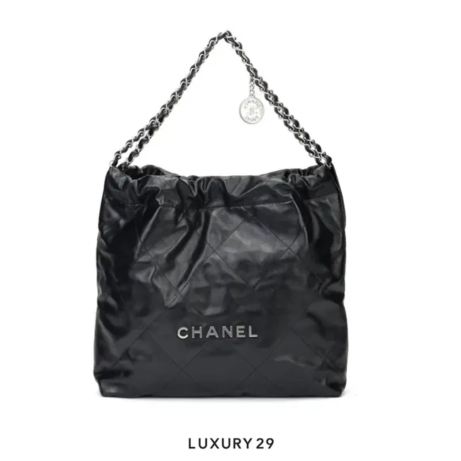 Chanel 22 Small Handbag Shiny Calfskin & Silver-Tone Balck
