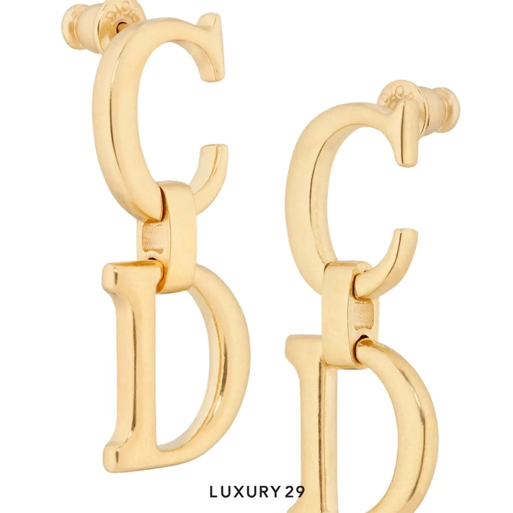 Dior Saddle Earrings Gold-Finish Metal(Free Size, Gold)